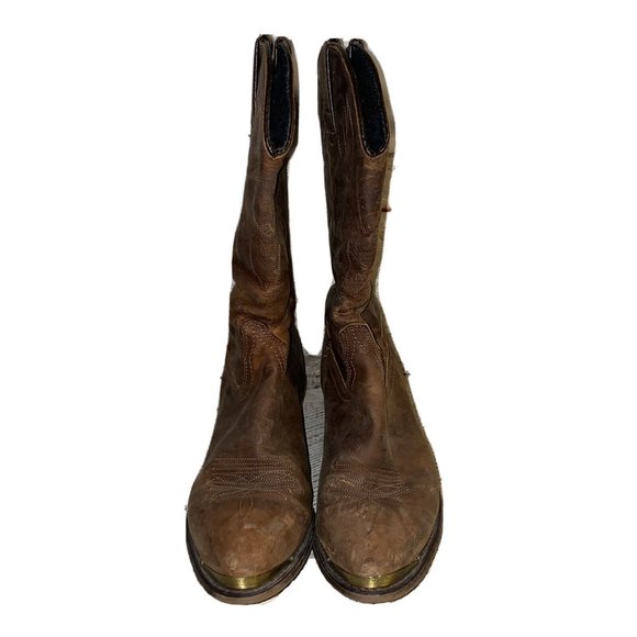 Durango Cowboy Boots Sz 9M Brown Leather Slouch - Picture 2 of 8